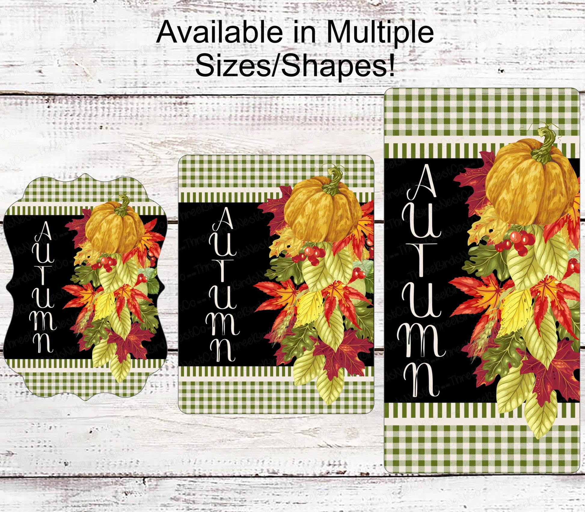 Fall Welcome Sign - Autumn Sign - Pumpkin Sign - Leaves Sign - Buffalo Plaid