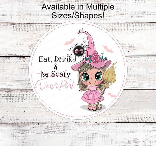 Halloween Wreath Signs - Witch Sign - Spooky Sign - Halloween Signs - Breast Cancer Awareness Sign - Pink for October - Spider Sign