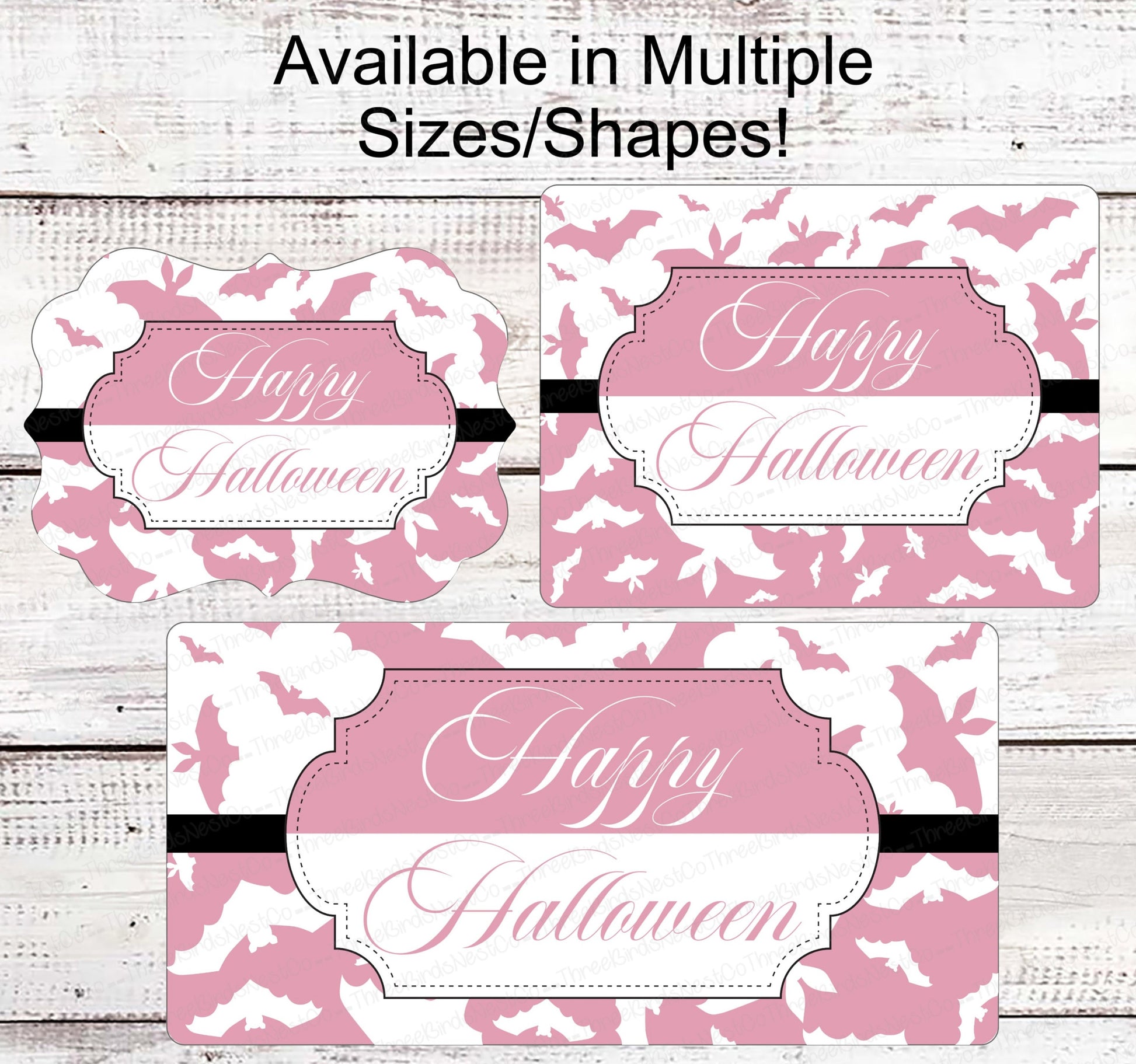 Halloween Wreath Signs - Happy Halloween Sign - Bats Sign - Spooky Sign - Halloween Signs - Breast Cancer Awareness Sign - Pink for October