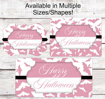 Halloween Wreath Signs - Happy Halloween Sign - Bats Sign - Spooky Sign - Halloween Signs - Breast Cancer Awareness Sign - Pink for October
