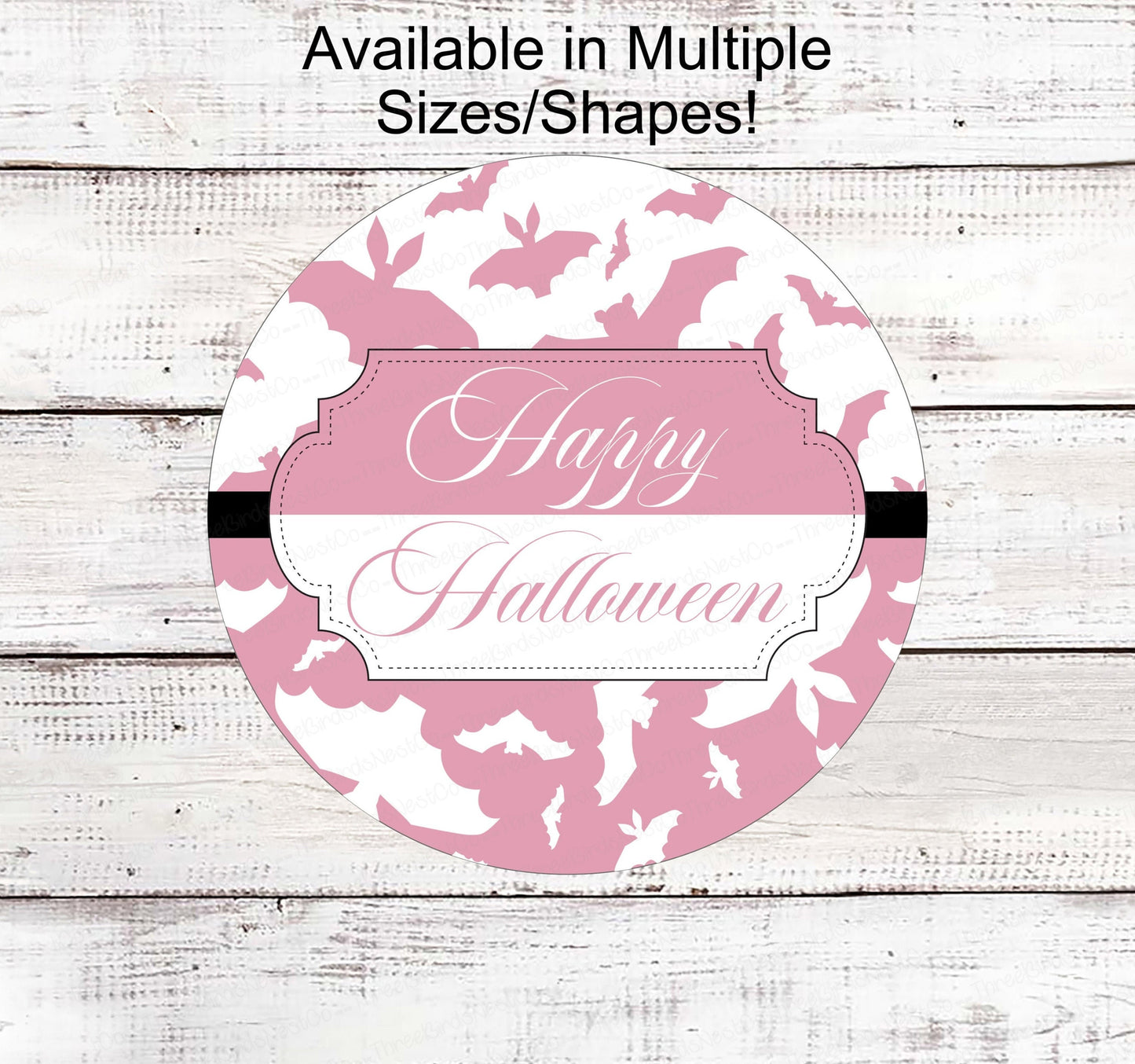 Halloween Wreath Signs - Happy Halloween Sign - Bats Sign - Spooky Sign - Halloween Signs - Breast Cancer Awareness Sign - Pink for October