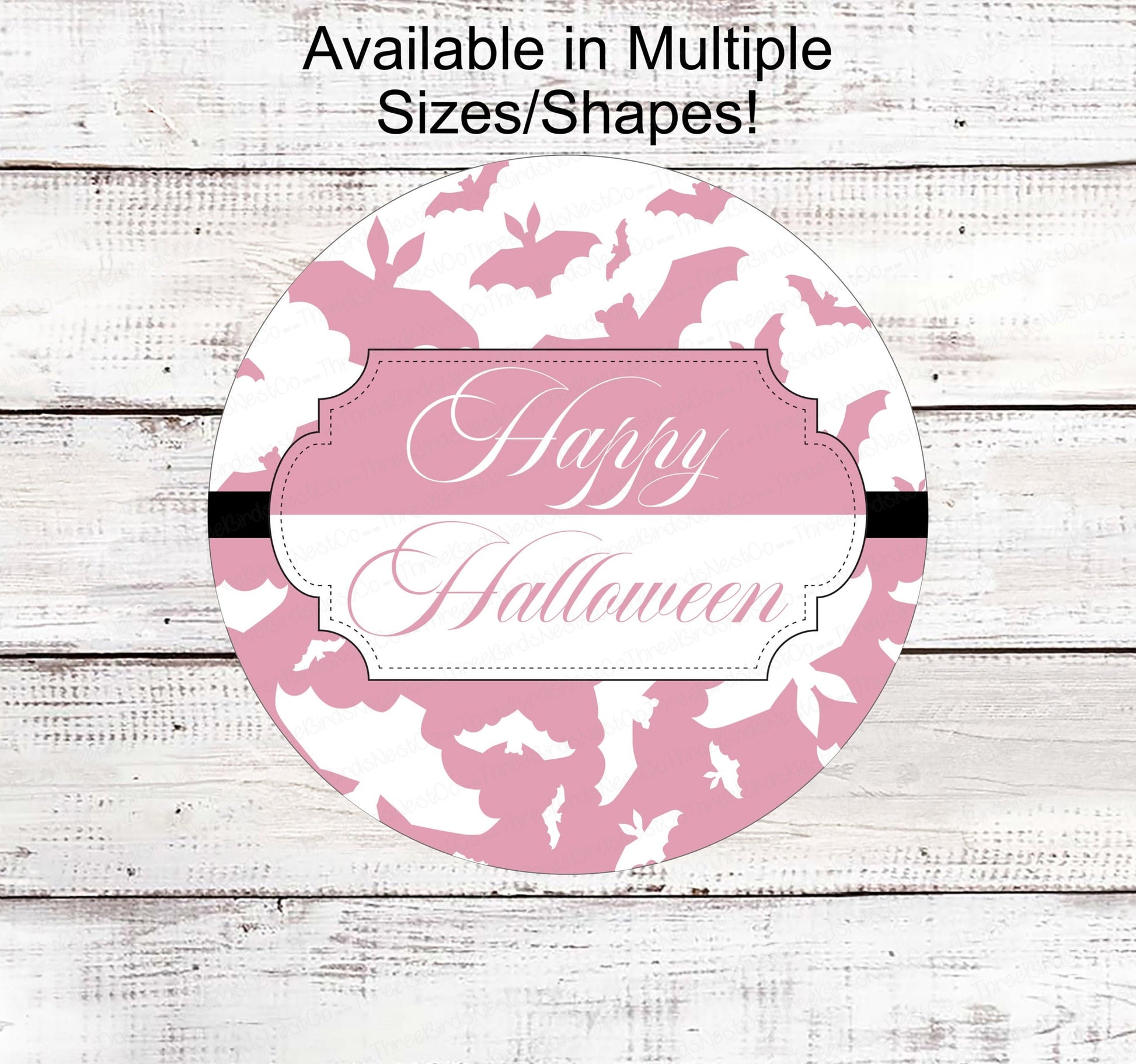 Halloween Wreath Signs - Happy Halloween Sign - Bats Sign - Spooky Sign - Halloween Signs - Breast Cancer Awareness Sign - Pink for October
