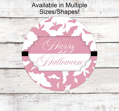 Halloween Wreath Signs - Happy Halloween Sign - Bats Sign - Spooky Sign - Halloween Signs - Breast Cancer Awareness Sign - Pink for October