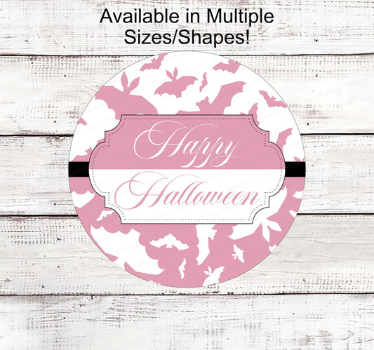 Halloween Wreath Signs - Happy Halloween Sign - Bats Sign - Spooky Sign - Halloween Signs - Breast Cancer Awareness Sign - Pink for October