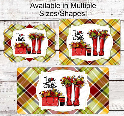 Fall Welcome Sign - I Love Fall - Fall Boots Sign - Autumn Leaves Sign - Autumn Sign - Coffee Sign - Purse Sign