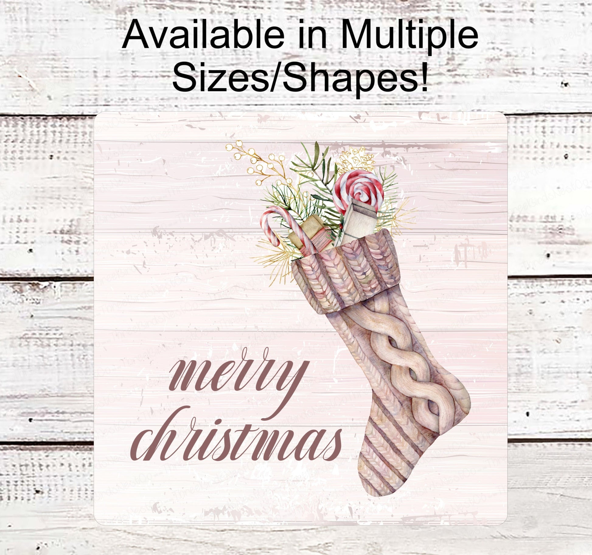 Christmas Wreath Signs - Christmas Stocking Sign - Pink Christmas Sign - Christmas Candy Sign