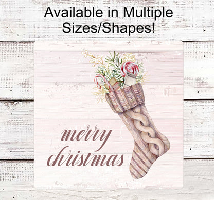 Christmas Wreath Signs - Christmas Stocking Sign - Pink Christmas Sign - Christmas Candy Sign