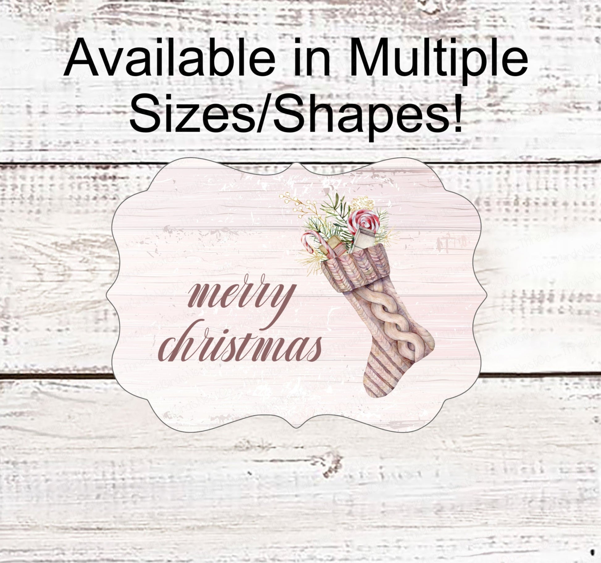 Christmas Wreath Signs - Christmas Stocking Sign - Pink Christmas Sign - Christmas Candy Sign