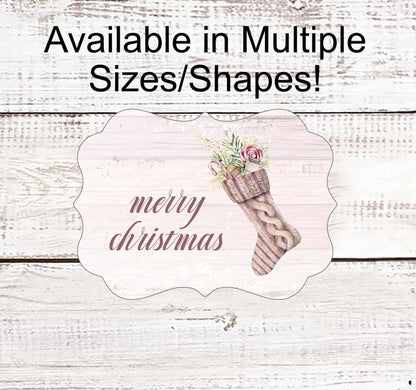Christmas Wreath Signs - Christmas Stocking Sign - Pink Christmas Sign - Christmas Candy Sign
