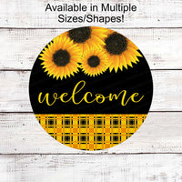 Welcome Wreath Sign - Sunflowers Sign - Farmhouse Wreath Sign - Metal Wreath Sign - Front Door Decor - Wreath Center - Everyday Sign