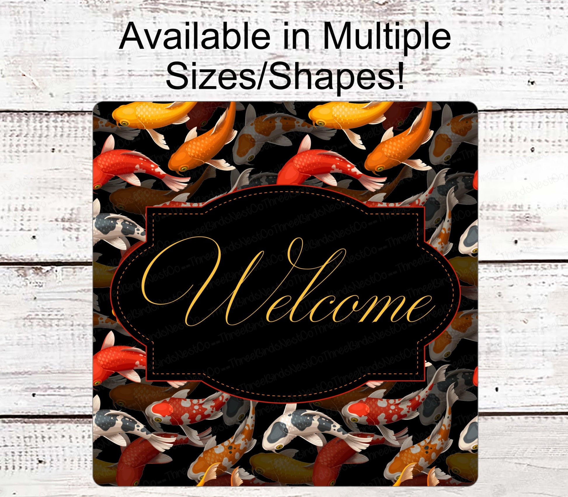 Koi Fish Sign - Welcome Wreath Sign - Koi Pond Sign - Koi Gift - Wreath Centers - Wreath Supplies - Three Birds nest Co - Front Door Decor