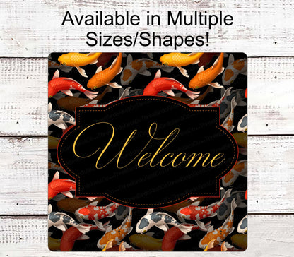 Koi Fish Sign - Welcome Wreath Sign - Koi Pond Sign - Koi Gift - Wreath Centers - Wreath Supplies - Three Birds nest Co - Front Door Decor