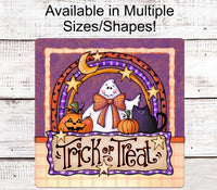 
              Halloween Wreath Signs - Trick or Treat Sign - Black Cat Sign - Ghost Sign - Spooky Sign - Jack O Lantern Sign
            