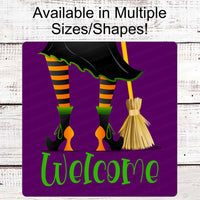 Halloween Wreath Signs - Halloween Welcome - Witch Sign - Witch Legs - Witch Boots - Cute Halloween Decor - Welcome Wreath Sign