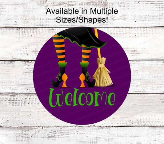 Halloween Wreath Signs - Halloween Welcome - Witch Sign - Witch Legs - Witch Boots - Cute Halloween Decor - Welcome Wreath Sign
