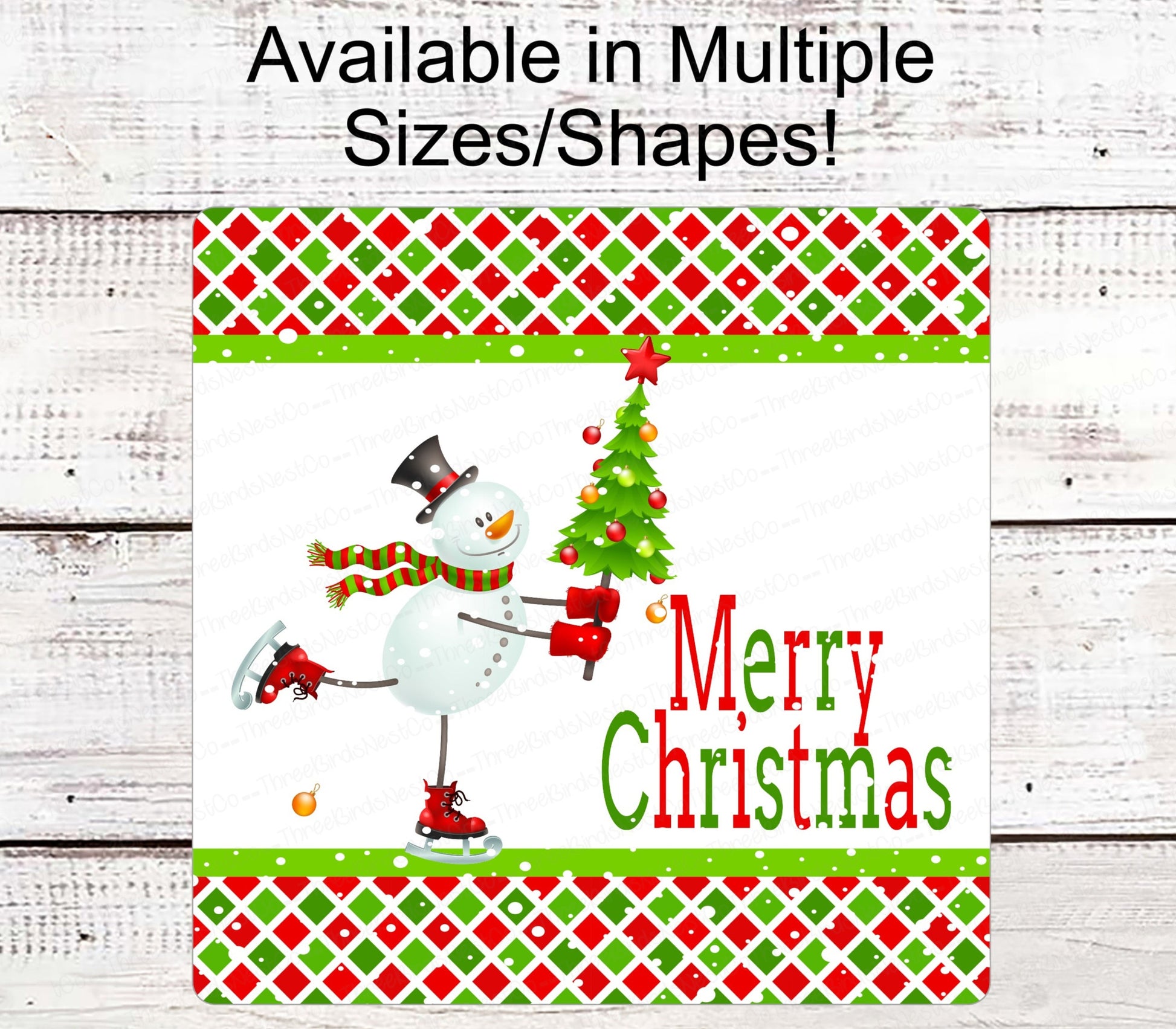 Snowman Sign - Ice Skating Sign - Merry Christmas Sign - Christmas Ornaments Sign - Christmas Tree Sign