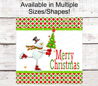 
              Snowman Sign - Ice Skating Sign - Merry Christmas Sign - Christmas Ornaments Sign - Christmas Tree Sign
            