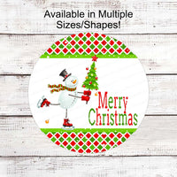 Snowman Sign - Ice Skating Sign - Merry Christmas Sign - Christmas Ornaments Sign - Christmas Tree Sign