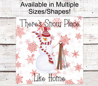 
              Winter Welcome Sign - Snow Place Like Home - Snowman Sign - Welcome Wreath Sign - Winter Signs - Snowflakes Sign
            