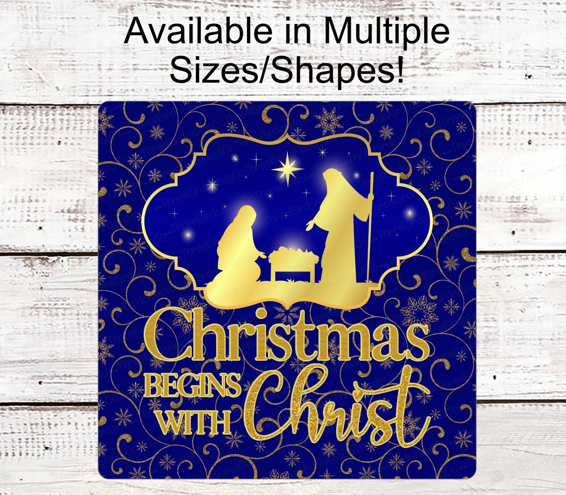 Christmas Wreath Sign - Christmas Begins with Christ Sign - Nativity Sign - Jesus Sign - Jesus is the Reason - Religious Christian Sign