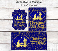 
              Christmas Wreath Sign - Christmas Begins with Christ Sign - Nativity Sign - Jesus Sign - Jesus is the Reason - Religious Christian Sign
            
