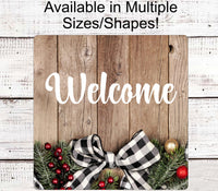 
              Winter Welcome Sign - Buffalo Plaid Sign - Christmas Wreath Signs - Farmhouse Christmas Sign - Rustic Christmas Sign
            