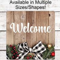 Winter Welcome Sign - Buffalo Plaid Sign - Christmas Wreath Signs - Farmhouse Christmas Sign - Rustic Christmas Sign