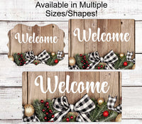 
              Winter Welcome Sign - Buffalo Plaid Sign - Christmas Wreath Signs - Farmhouse Christmas Sign - Rustic Christmas Sign
            