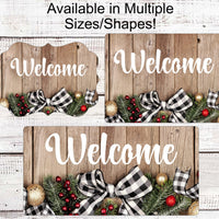 Winter Welcome Sign - Buffalo Plaid Sign - Christmas Wreath Signs - Farmhouse Christmas Sign - Rustic Christmas Sign