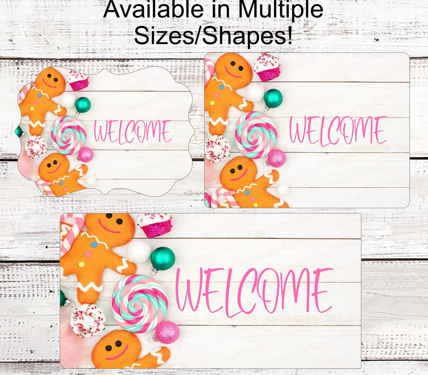 Christmas Wreath Sign - Gingerbread Man Sign - Winter Welcome Sign - Christmas Sweets - Christmas Cookies - Christmas Candy Sign