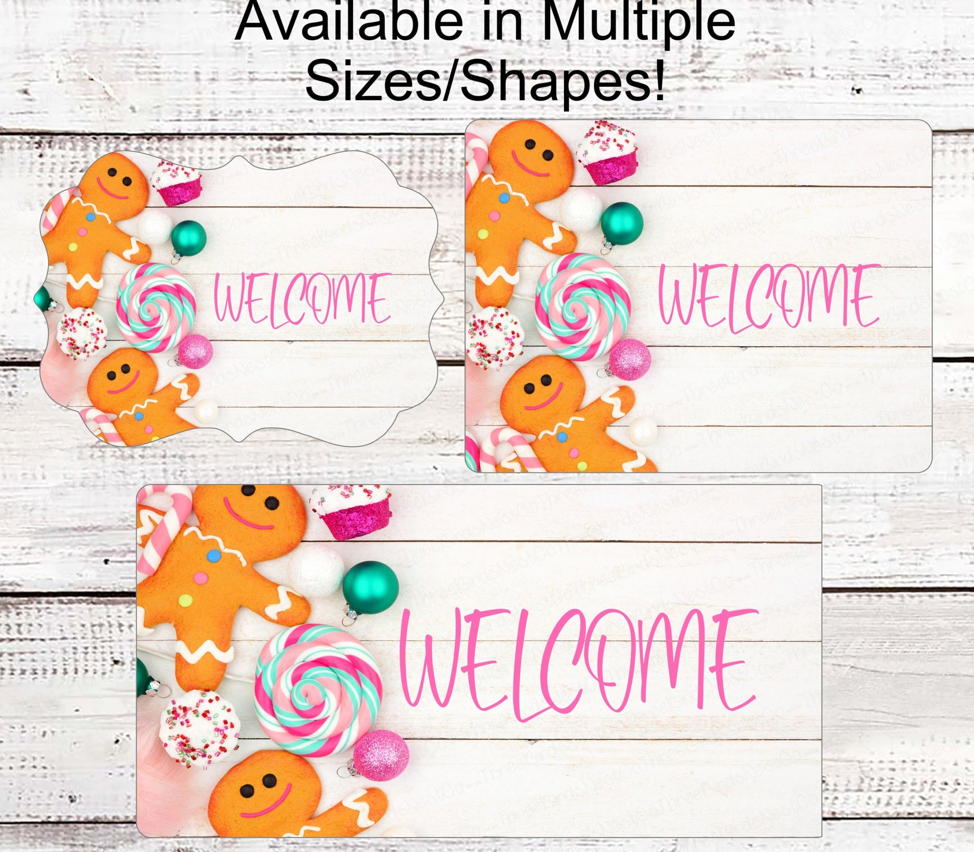 Christmas Wreath Sign - Gingerbread Man Sign - Winter Welcome Sign - Christmas Sweets - Christmas Cookies - Christmas Candy Sign