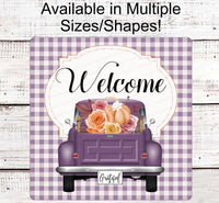 
              Welcome Wreath Signs - Old Truck Wreath Sign - Fall Wreath Signs - Purple Truck - Pumpkin Truck - Wreath Supplies - Wreath Centers
            