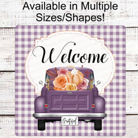 Welcome Wreath Signs - Old Truck Wreath Sign - Fall Wreath Signs - Purple Truck - Pumpkin Truck - Wreath Supplies - Wreath Centers