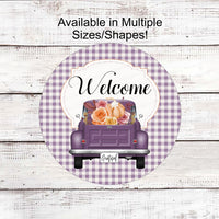 Welcome Wreath Signs - Old Truck Wreath Sign - Fall Wreath Signs - Purple Truck - Pumpkin Truck - Wreath Supplies - Wreath Centers