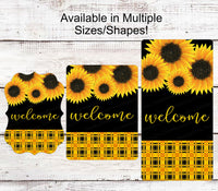 
              Welcome Wreath Sign - Sunflowers Sign - Farmhouse Wreath Sign - Metal Wreath Sign - Front Door Decor - Wreath Center - Everyday Sign
            