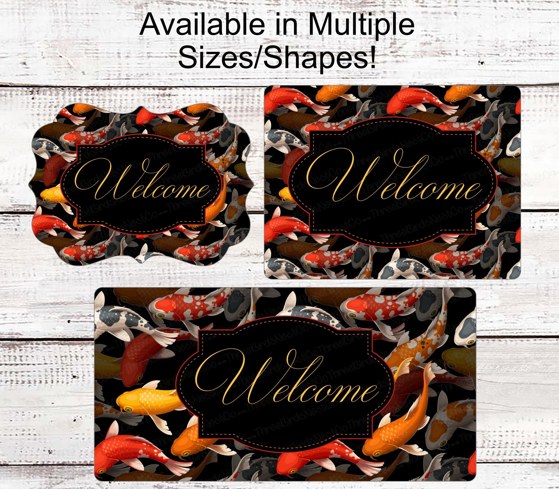 Koi Fish Sign - Welcome Wreath Sign - Koi Pond Sign - Koi Gift - Wreath Centers - Wreath Supplies - Three Birds nest Co - Front Door Decor