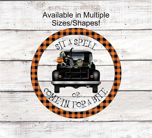 Halloween Signs - Witch Spell Sign - Vampire Sign - Halloween Truck Sign - Halloween Wreath - Cute Halloween Decor - Happy Halloween