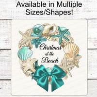 Christmas Wreath Signs - Beach Wreath - Beach Christmas Signs - Christmas at the Beach - Starfish Sign - Shells Sign