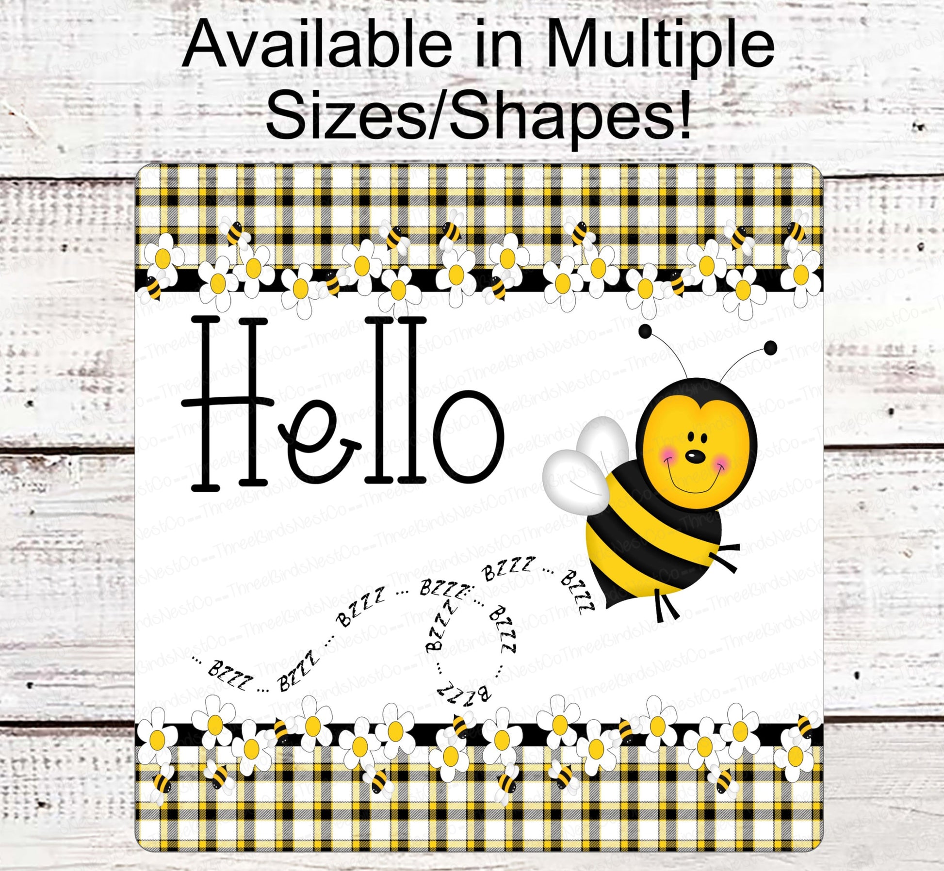 Honeybee Signs - Bee Wreath Signs - Hello Sign - Daisy Sign - Buzzy Bee - Cute as Can Bee - Buffalo Plaid Sign - Wreath Supplies