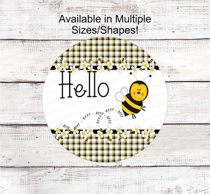 Honeybee Signs - Bee Wreath Signs - Hello Sign - Daisy Sign - Buzzy Bee - Cute as Can Bee - Buffalo Plaid Sign - Wreath Supplies