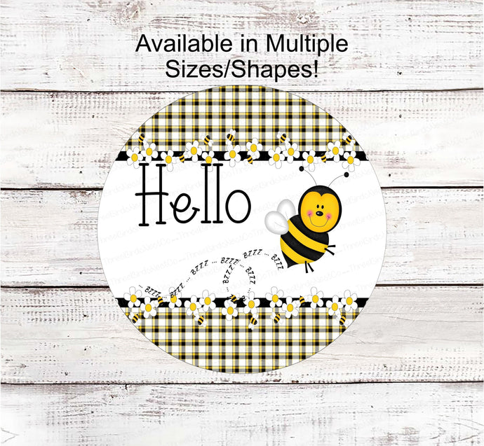 Honeybee Signs - Bee Wreath Signs - Hello Sign - Daisy Sign - Buzzy Bee - Cute as Can Bee - Buffalo Plaid Sign - Wreath Supplies