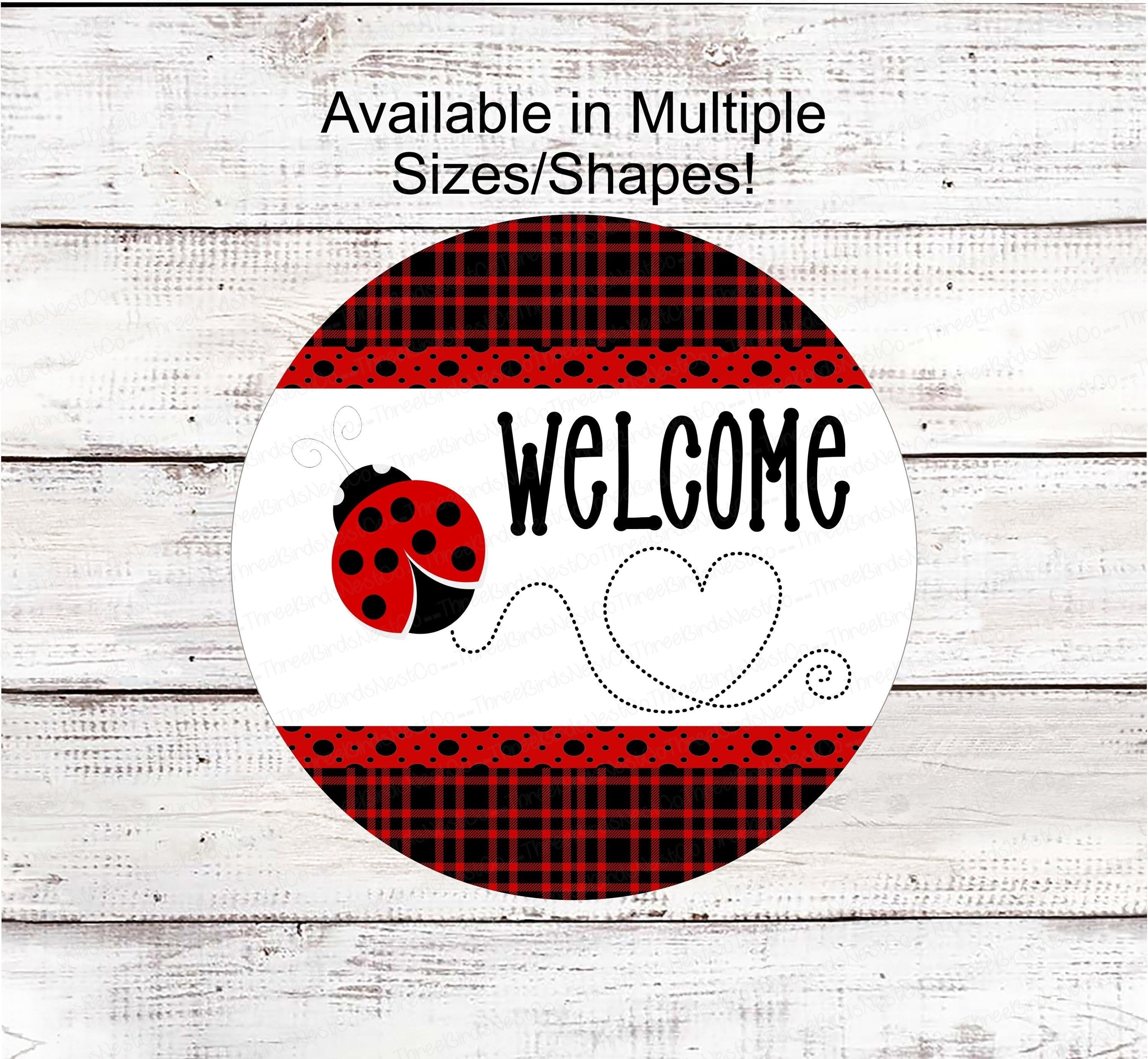 Plaid Ladybug Welcome Sign – Three Birds Nest Company