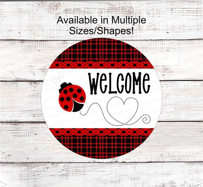 Ladybug Sign - Ladybug Welcome Sign - Metal Wreath Signs - Ladybug Wreath Sign - Wreath Supplies