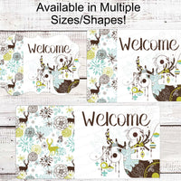 Deer Sign - Winter Wreath Sign - Christmas Ornaments Sign - Winter Welcome Sign - Deer Welcome Sign