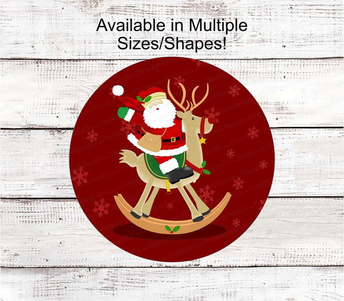 Christmas Wreath Signs - Santa Signs - Reindeer Sign - Rocking Horse Sign - Merry Christmas - Snowflake Sign