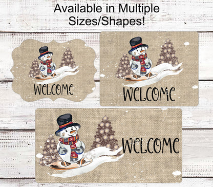 Winter Welcome Sign - Snowflakes Sign - Snowboarding Sign - Snow Place Like Home - Burlap Wreath