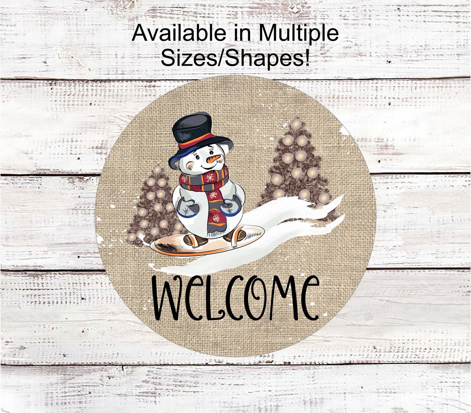 Winter Welcome Sign - Snowflakes Sign - Snowboarding Sign - Snow Place Like Home - Burlap Wreath