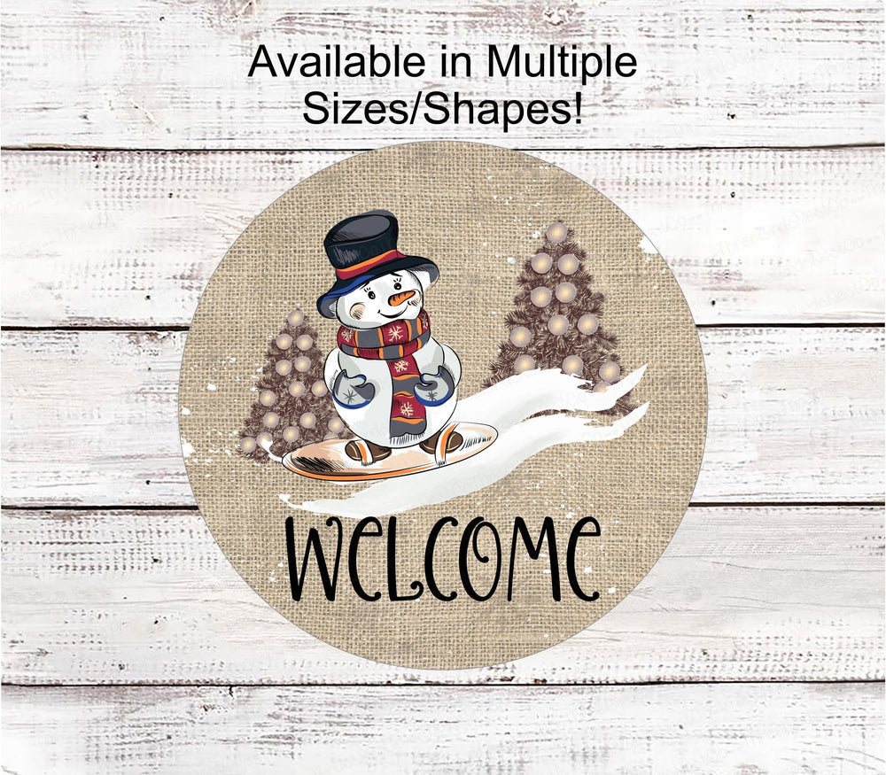 Winter Welcome Sign - Snowflakes Sign - Snowboarding Sign - Snow Place Like Home - Burlap Wreath