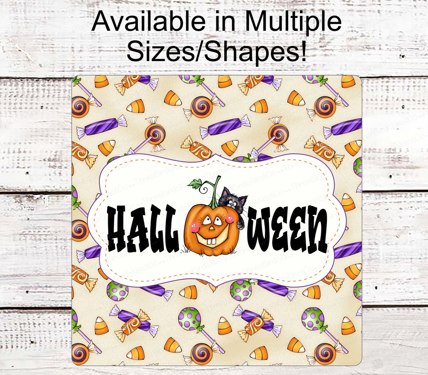 Halloween Home Sign - Black Cat Sign - Halloween Wreath Sign - Happy Halloween Sign - Jack O Lantern