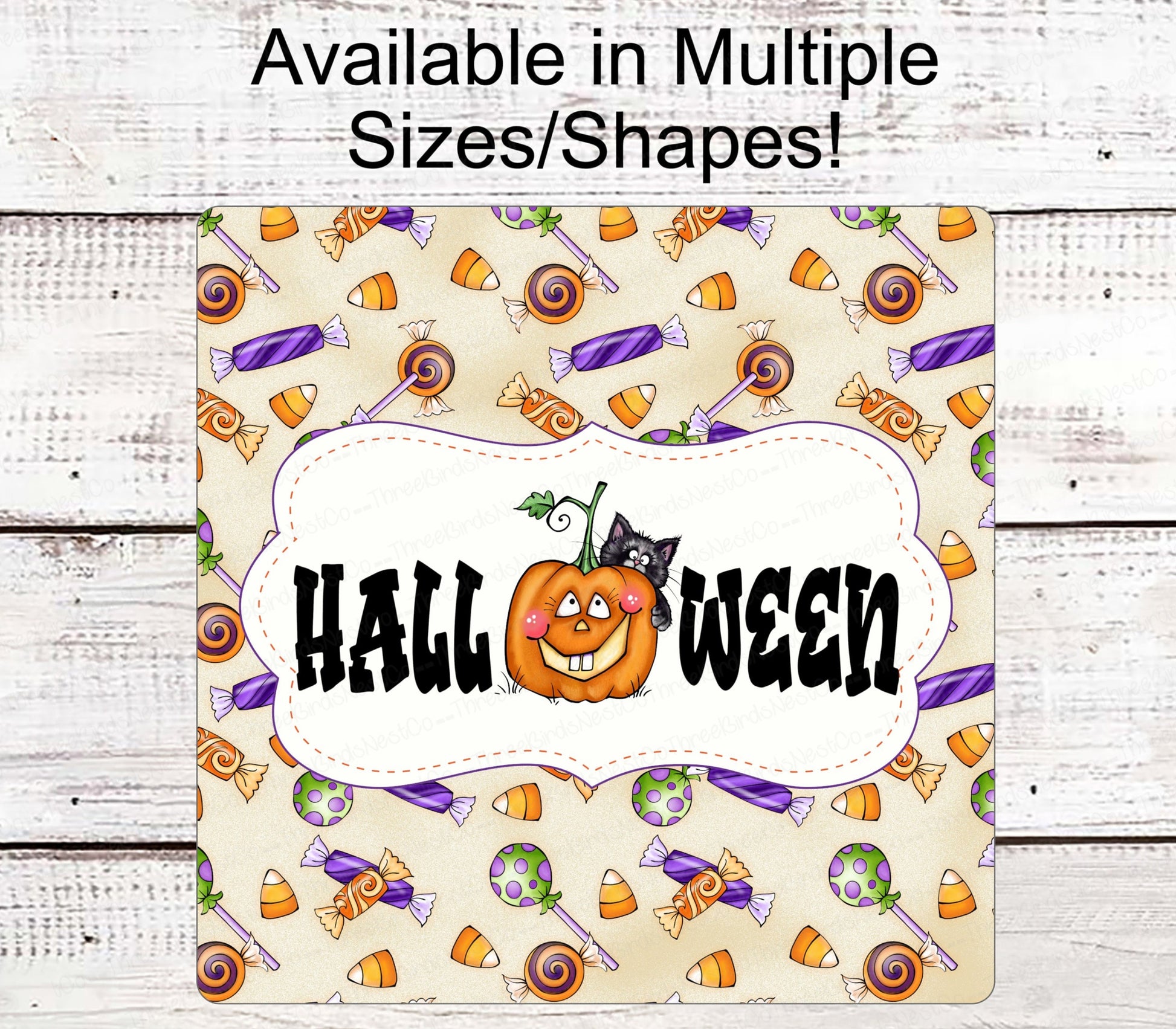 Halloween Home Sign - Black Cat Sign - Halloween Wreath Sign - Happy Halloween Sign - Jack O Lantern